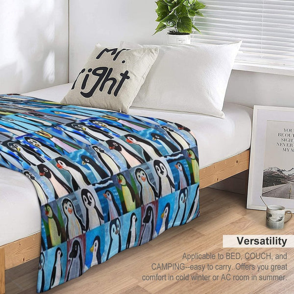 Penguins (Tiled Pattern) Velvety-soft Throw Blanket