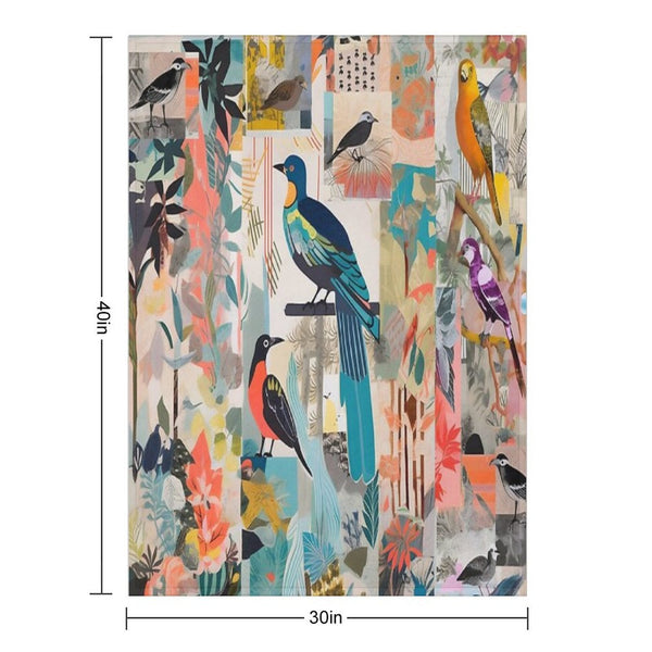 Colorful Collage of Birds And Plants Compact Throw Blanket