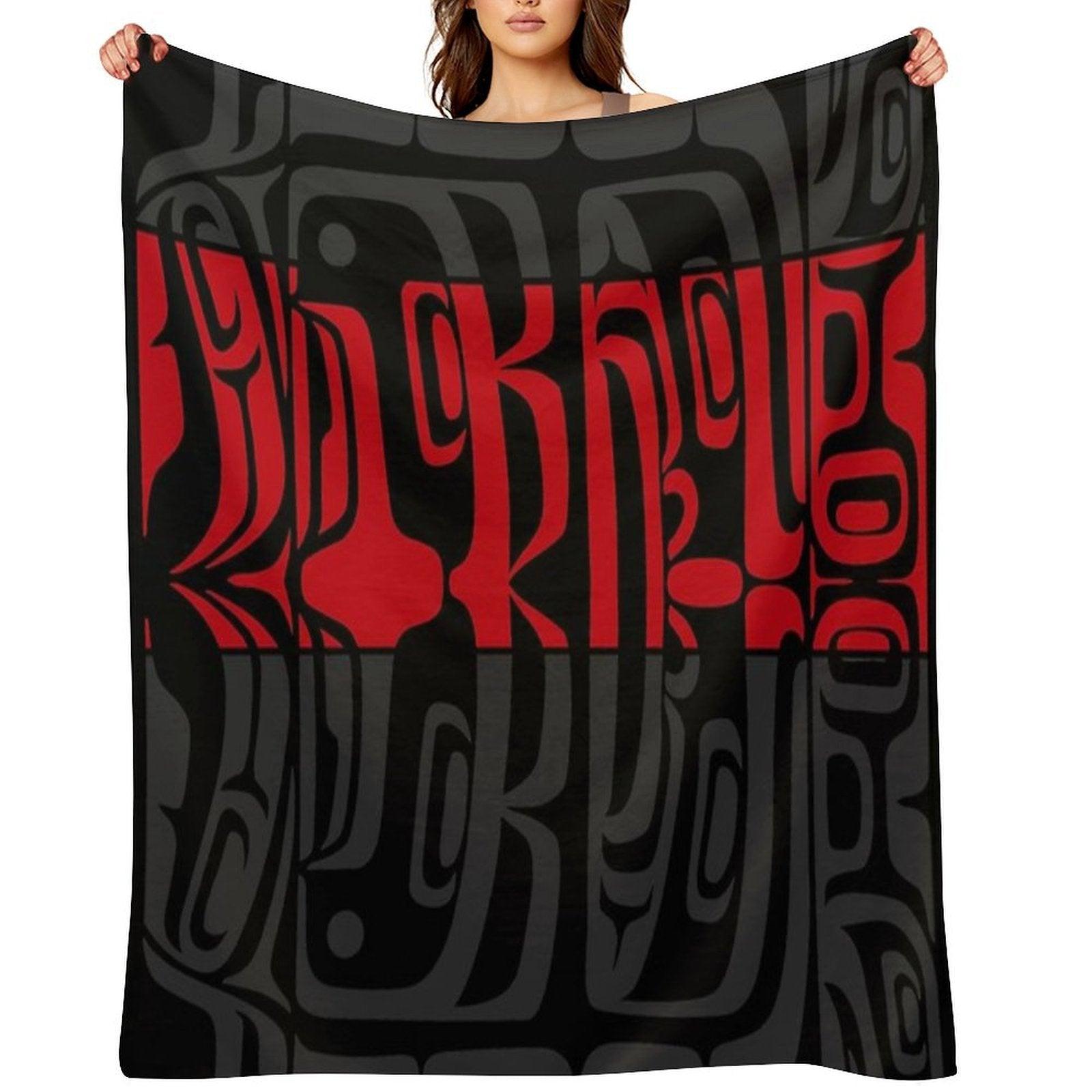 Bentwood Box - Red, Black, Grey Throw Blanket