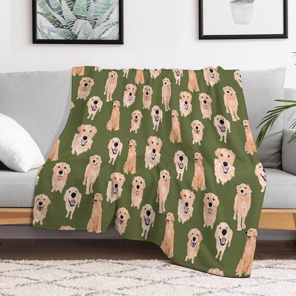 Golden Retrievers Olive Quick-dry Throw Blanket