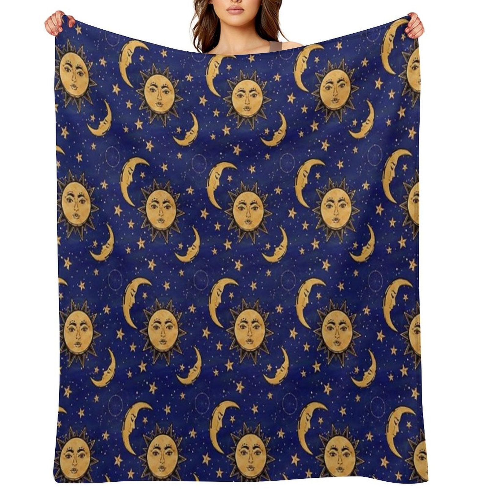 Vintage Moon And Sun Stars Celestial Throw Blanket