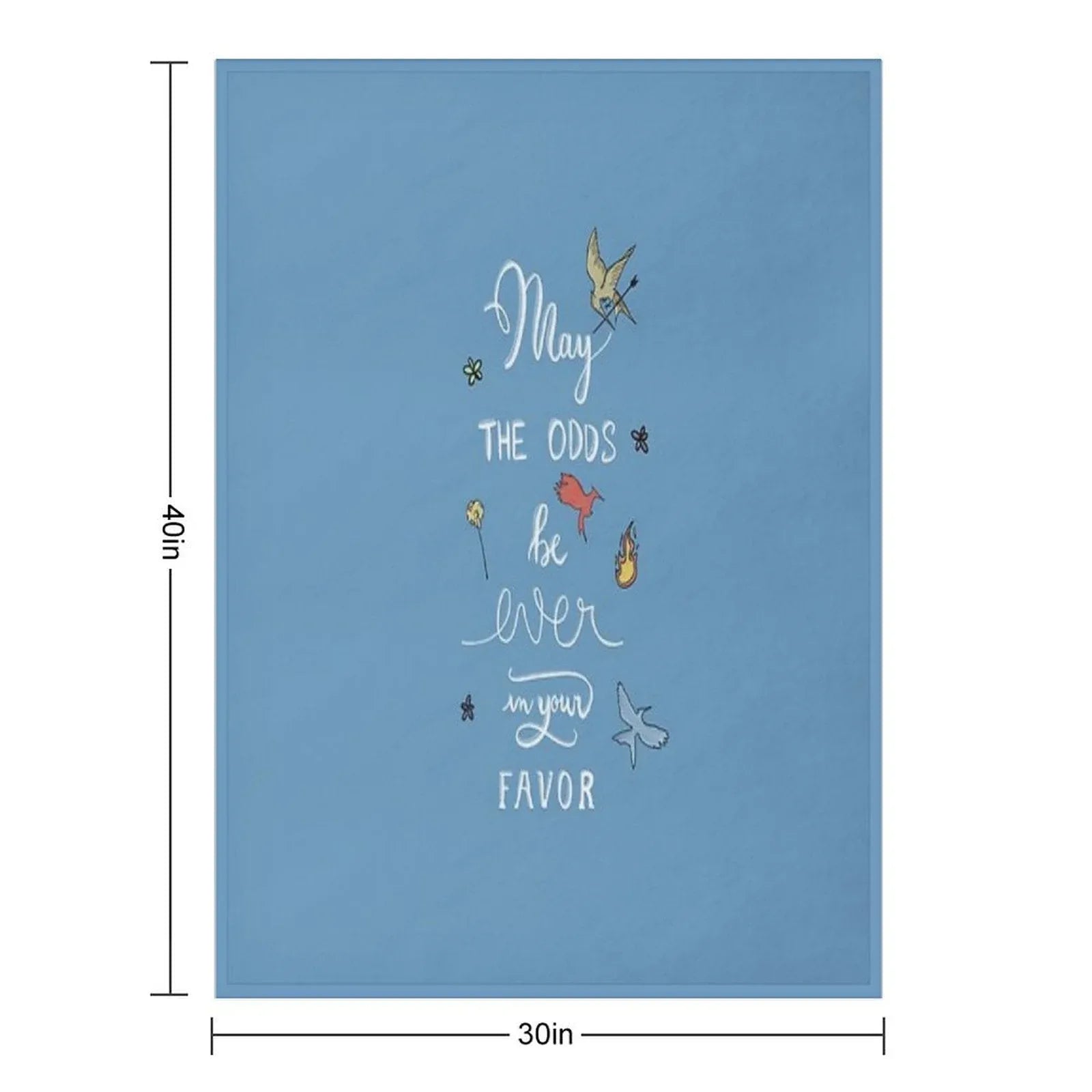 Hunger Games Quality Calligraphy - Black Version - Blue Throw Blanket