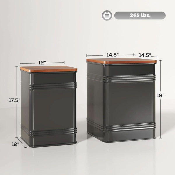 Industrial Black Storage Ottoman With Removable Lid