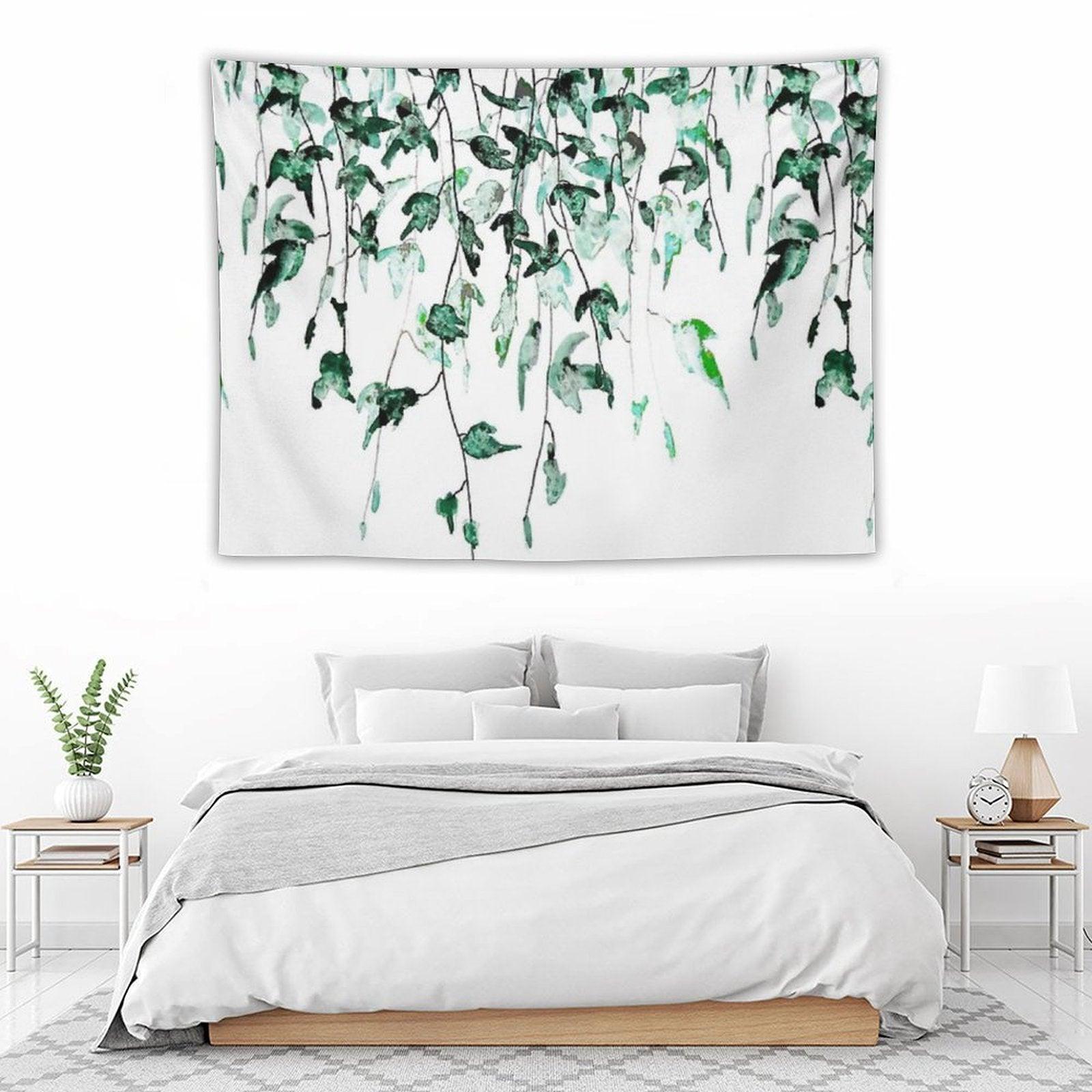 Hand Painted Ivy on The Wall Watercolor Tapestry