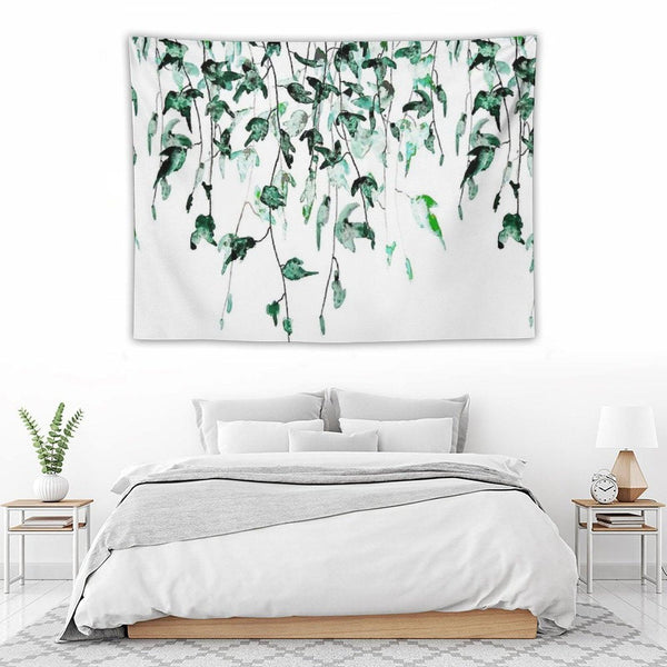 Hand Painted Ivy on The Wall Watercolor Tapestry
