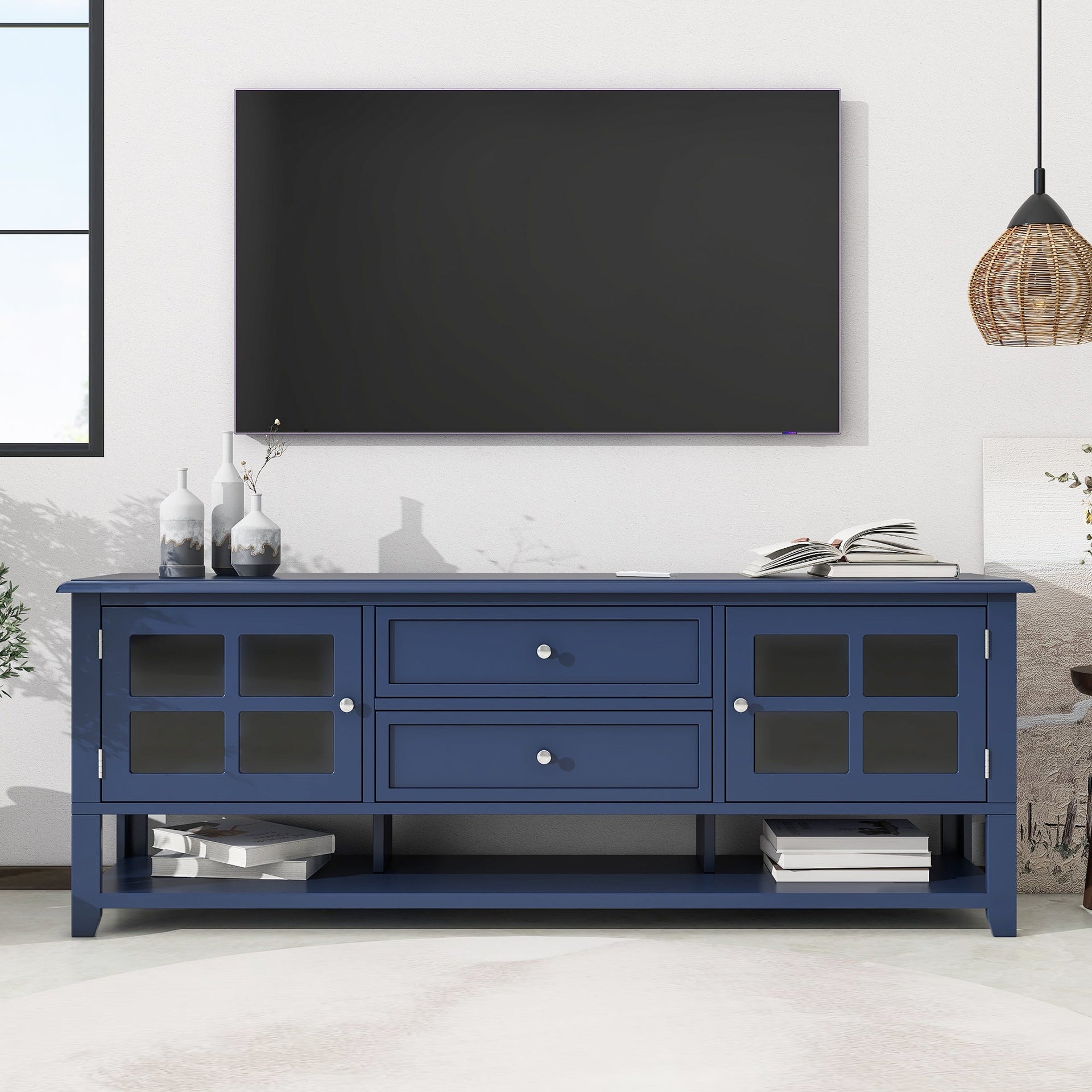 TV Stand Entertainment Center with Multifunctional Storage and Modern Design
