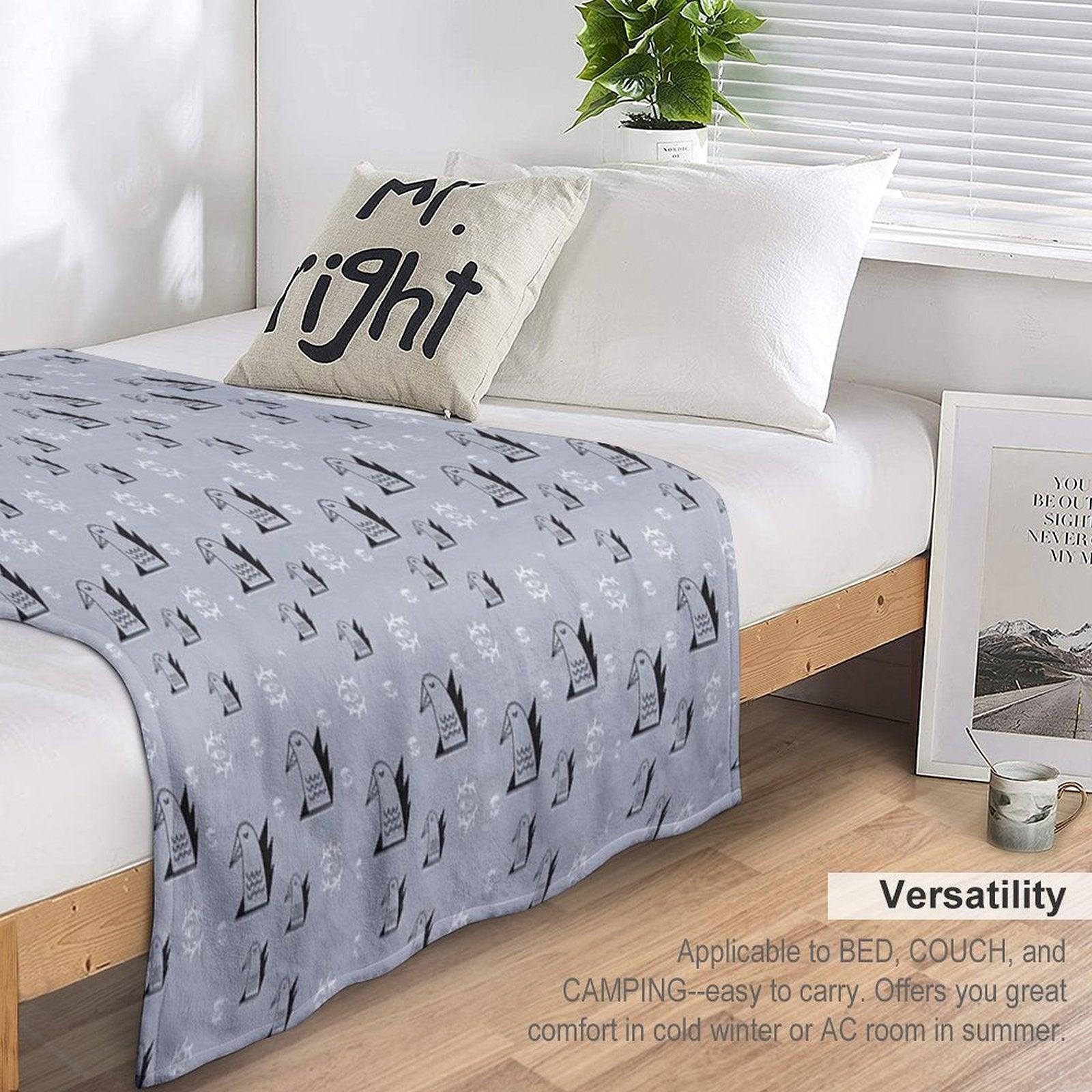 Birds And Eyes Steel Blue Throw Blanket