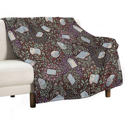 Books in Flower Plush Throw Blanket