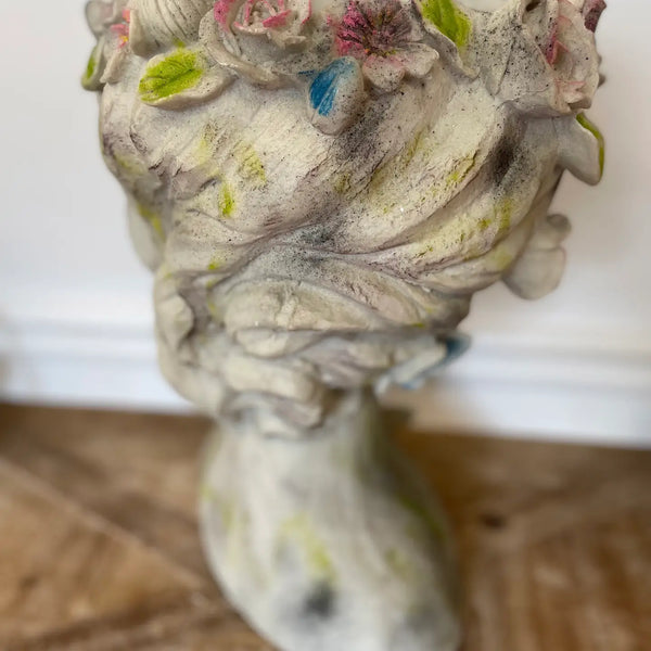 RESIN YOUNG GIRL PLANTER WITH COLORFUL BUTTERFLY