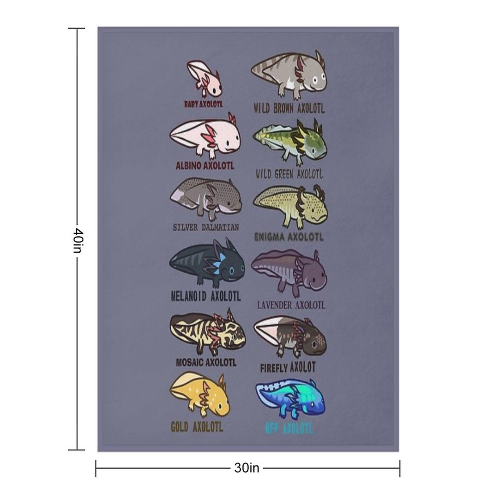 Axolotl Morphs And Colors Throw Blanket
