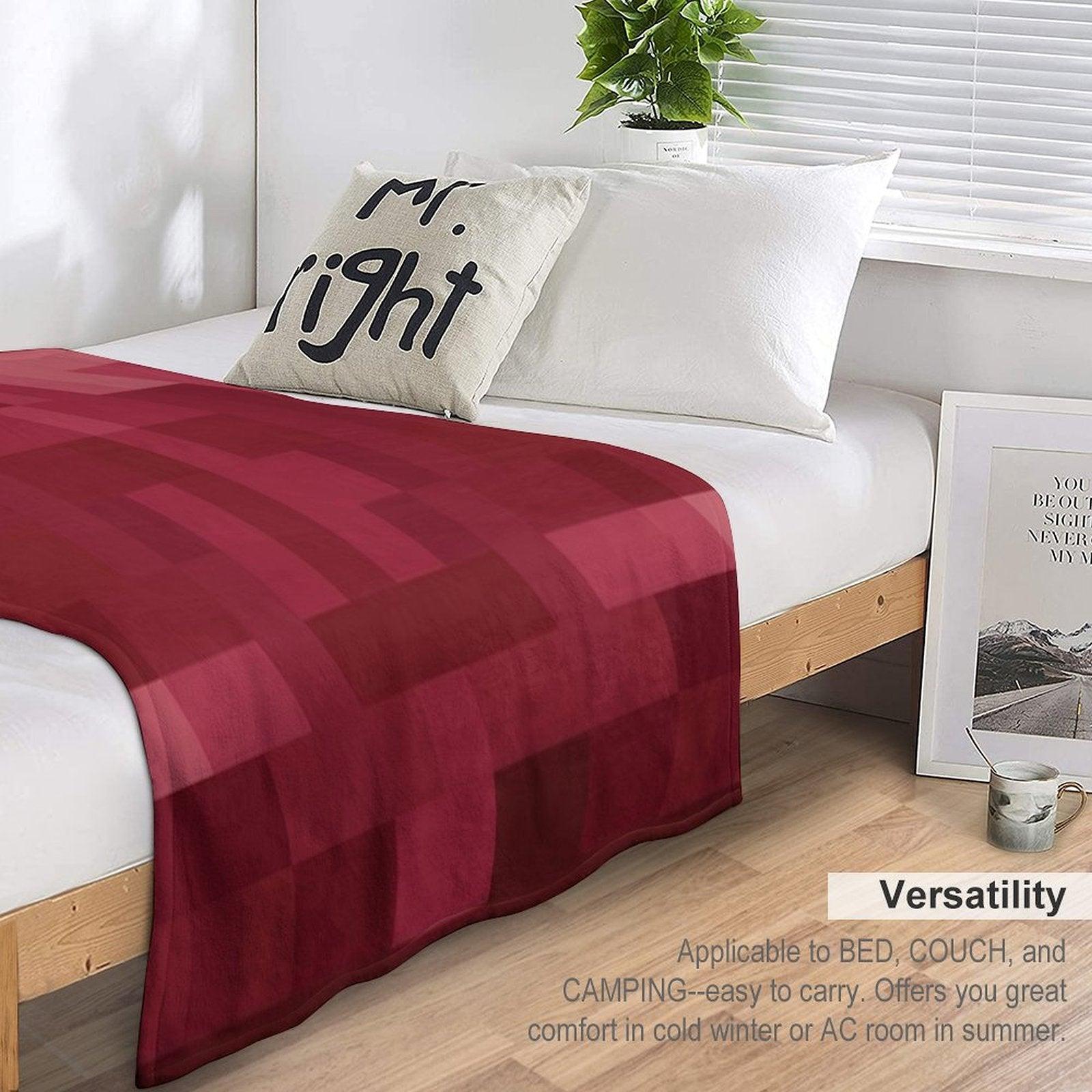 Red And White Pixel  Design Throw Blanket