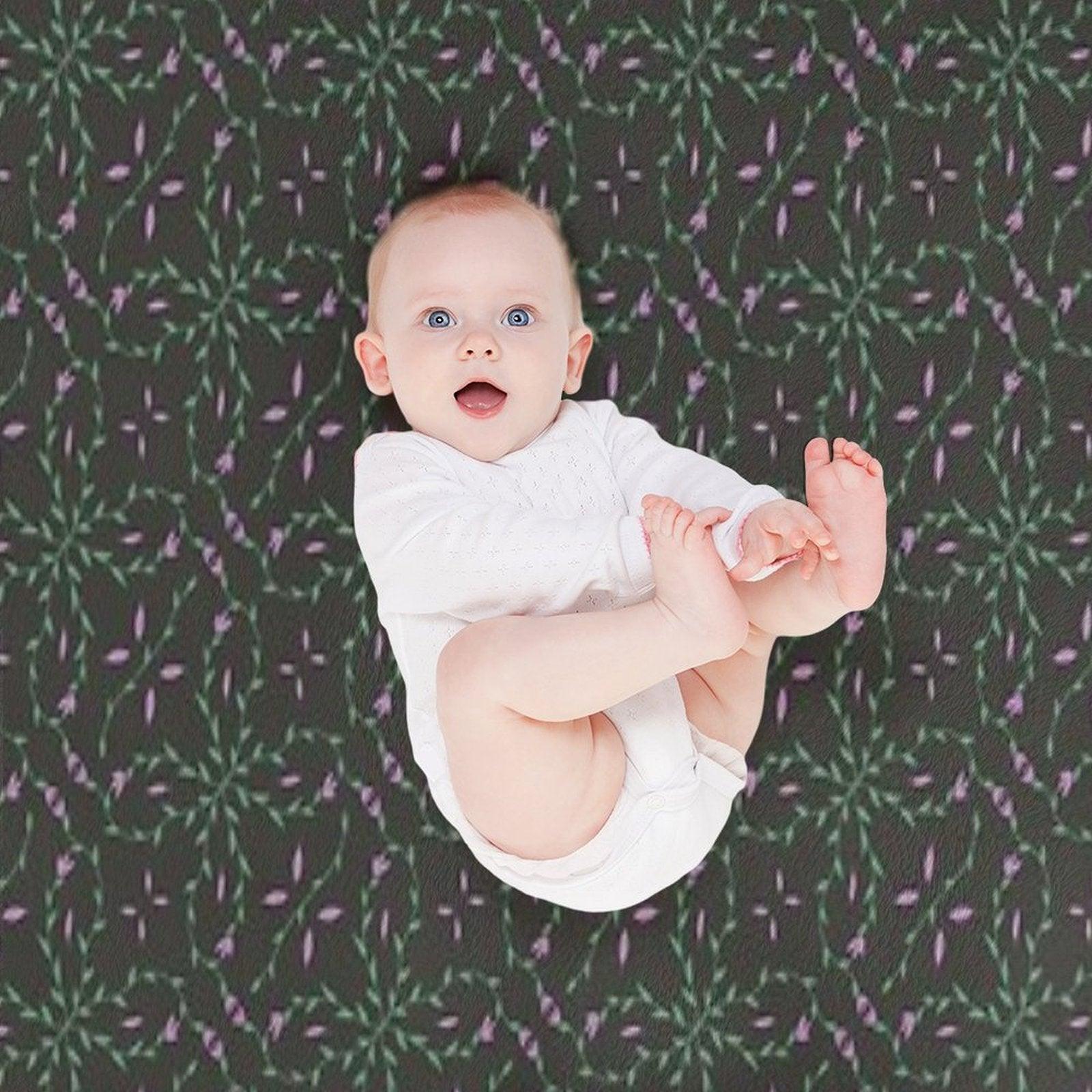 Bloom Vine in Purple And Black Throw Blanket