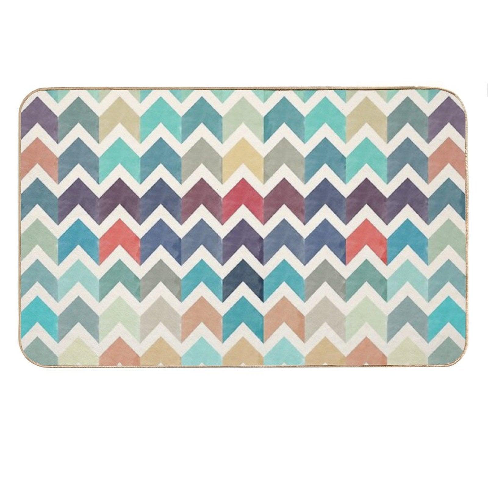 Watercolor Chevron Pattern Bath Mat