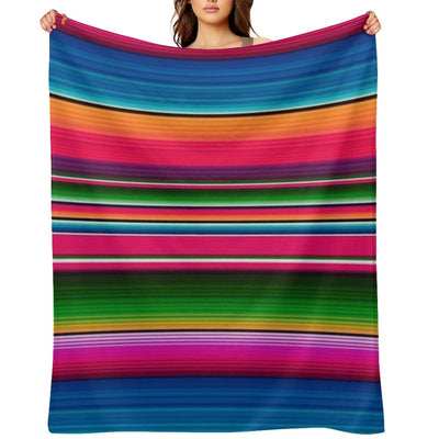 Mexican Blanket Striped Fiesta Serape Travel-friendly Throw Blanket