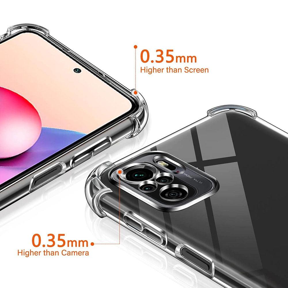 3D Airbag Shockproof Silicone Phone Case For Xiaomi Redmi Note 10 Pro Max Note 10s 10T 10 Pro 4G 5G Clear Ultra Thin Soft Case Shockproof Protective Corners Thin Soft Transparent Protective Case Flexible Transparent Mobile Phone Case Clear Shockproof Case