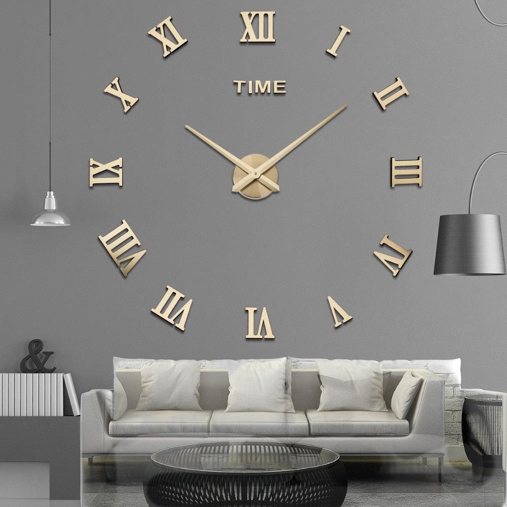 3D Big Acrylic Mirror Wall Clock Quartz Watch Still Life Clocks Frameless Wall Clock 3D Surface Mirror Wall Clock Modern Design Large Mute Wall Watches Stickers for Living Room Bedroom Home Decorations Modern Home Decoration Living Room Stickers