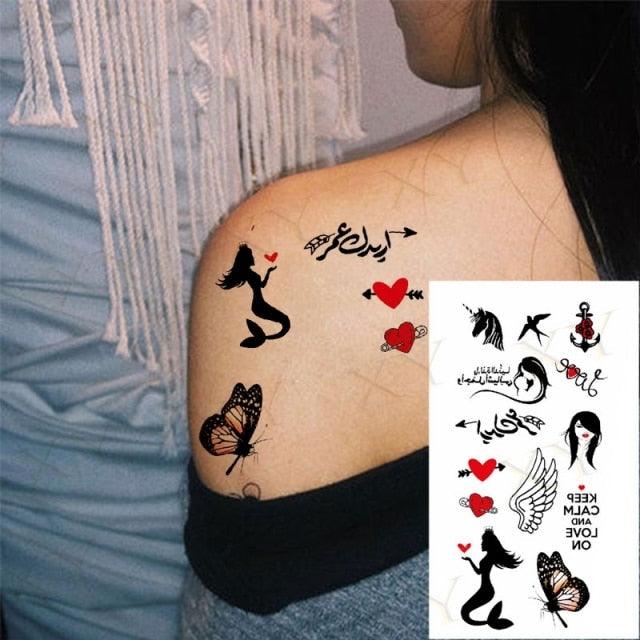 3D Butterfly Waterproof Temporary Tattoo Sticker Snake Flowers Elegant Small Popular Tattoo For Womens Mens