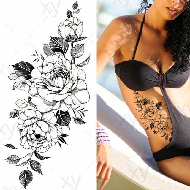3D Butterfly Waterproof Temporary Tattoo Sticker Snake Flowers Elegant Small Popular Tattoo For Womens Mens