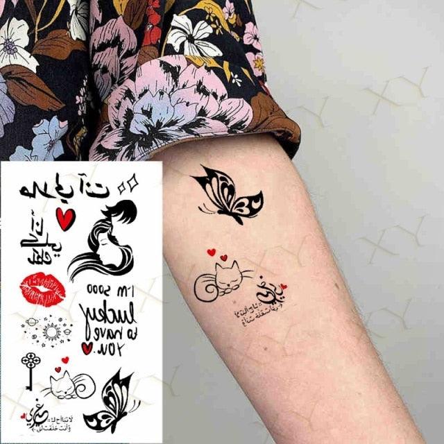 3D Butterfly Waterproof Temporary Tattoo Sticker Snake Flowers Elegant Small Popular Tattoo For Womens Mens