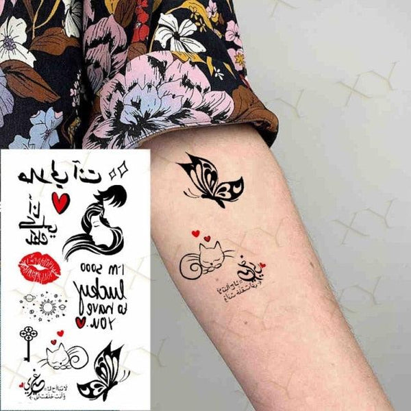 3D Butterfly Waterproof Temporary Tattoo Sticker Snake Flowers Elegant Small Popular Tattoo For Womens Mens