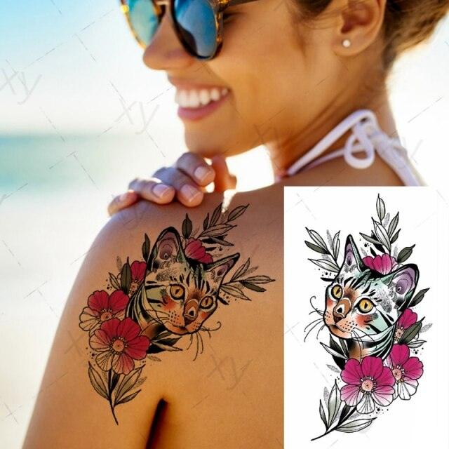 3D Butterfly Waterproof Temporary Tattoo Sticker Snake Flowers Elegant Small Popular Tattoo For Womens Mens