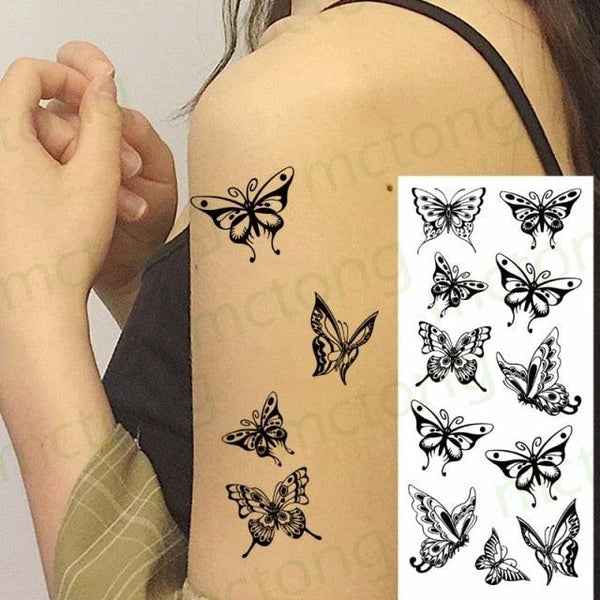 3D Butterfly Waterproof Temporary Tattoo Sticker Snake Flowers Elegant Small Popular Tattoo For Womens Mens
