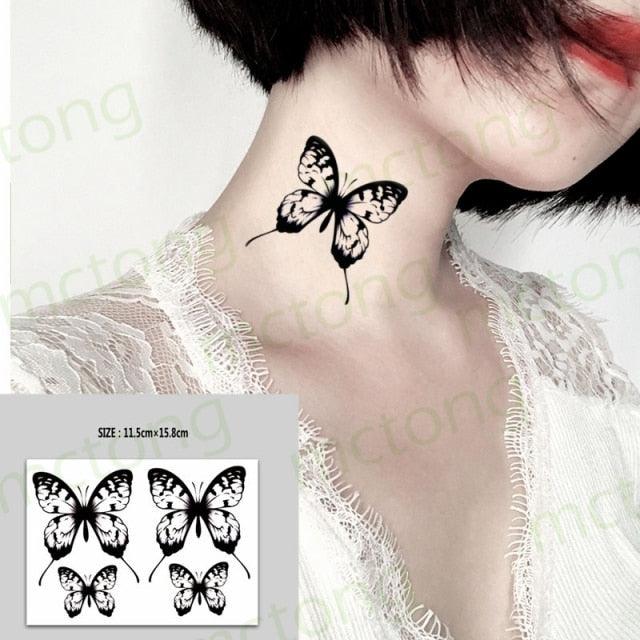 3D Butterfly Waterproof Temporary Tattoo Sticker Snake Flowers Elegant Small Popular Tattoo For Womens Mens