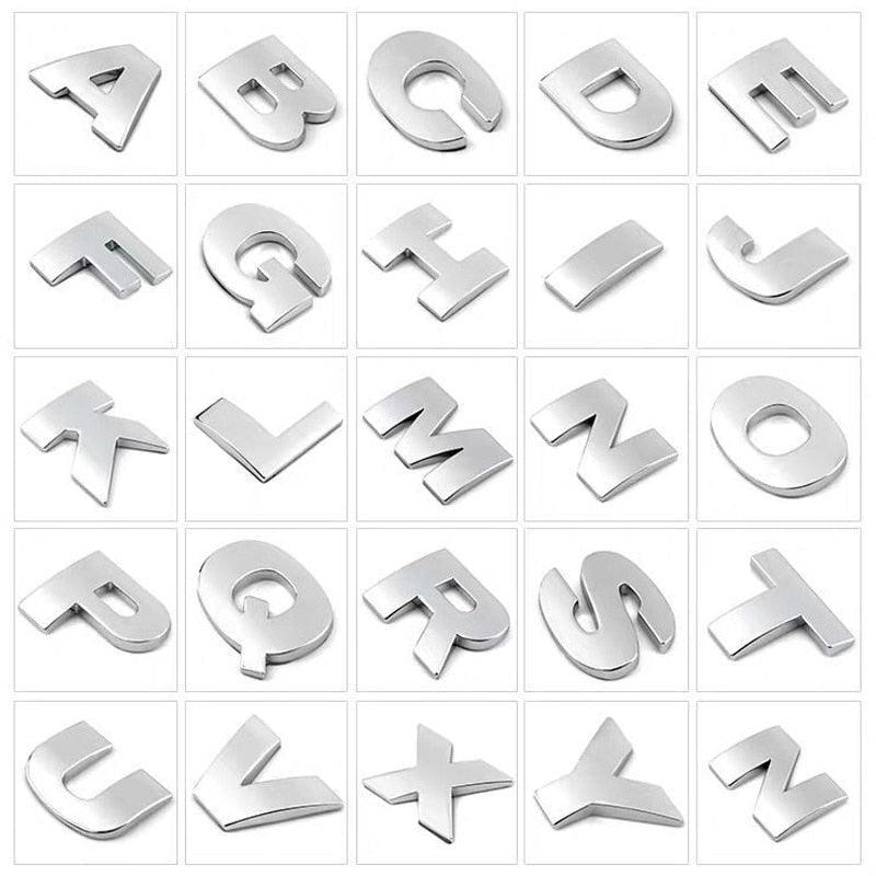 3D Car Stickers Metal Alphabet Car Letters Numbers Decal Sticker, Metal Emblem Decal Logo Trim Badge Silver Black Badge Chrome Letters Numbers Logo Car Stickers Automobiles Plastic Car Letters Number Sticker 3D Emblem Accessories Stickers