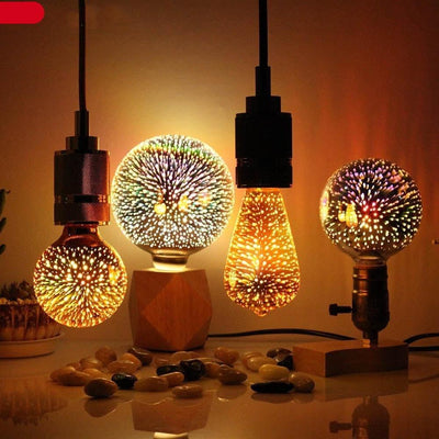 3D Colorful RGB LED Vintage Retro Lamp Bulb Cafe Bar Industrial Decor Edison Light Bulb Firework Edison lamp Christmas Day Decoration