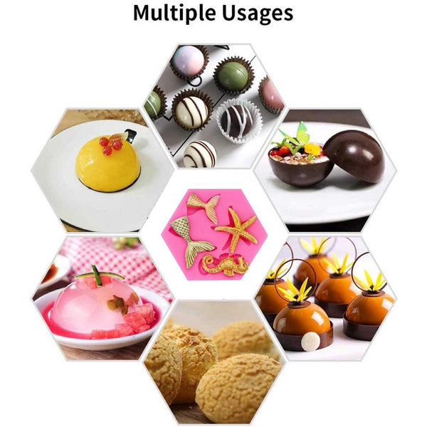 3D Cookie Decorating Sea Animal Silicone Molds Mold Cake Decoration Mold Best Mold Ocean Theme Silicone Mold Seaweed Sea Fish Shape Silicone Cake Baking Molds Chocolate Candy Baking Tool For Wedding Birthday Party Cake Decoration Cupcake Topper