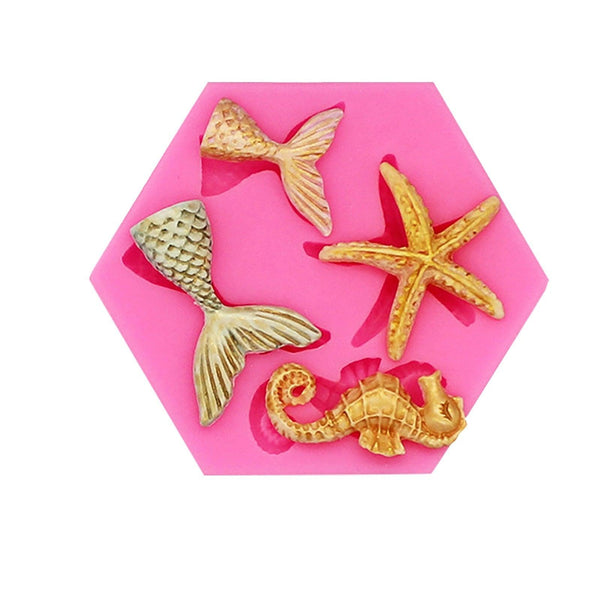 3D Cookie Decorating Sea Animal Silicone Molds Mold Cake Decoration Mold Best Mold Ocean Theme Silicone Mold Seaweed Sea Fish Shape Silicone Cake Baking Molds Chocolate Candy Baking Tool For Wedding Birthday Party Cake Decoration Cupcake Topper