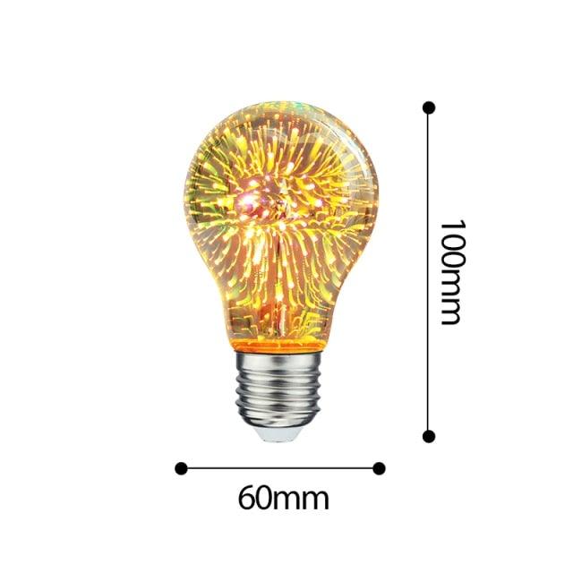3D Decoration Light Bulb Star Fireworks Lamp Holiday Night Light Decorative Antique Filament Light Warm Cage Filament Galaxy Inspired Light Light bulb for Most Lamp Pendant and Ceiling