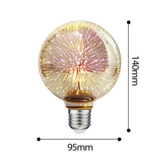 3D Decoration Light Bulb Star Fireworks Lamp Holiday Night Light Decorative Antique Filament Light Warm Cage Filament Galaxy Inspired Light Light bulb for Most Lamp Pendant and Ceiling