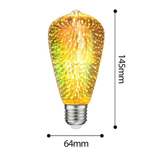 3D Decoration Light Bulb Star Fireworks Lamp Holiday Night Light Decorative Antique Filament Light Warm Cage Filament Galaxy Inspired Light Light bulb for Most Lamp Pendant and Ceiling