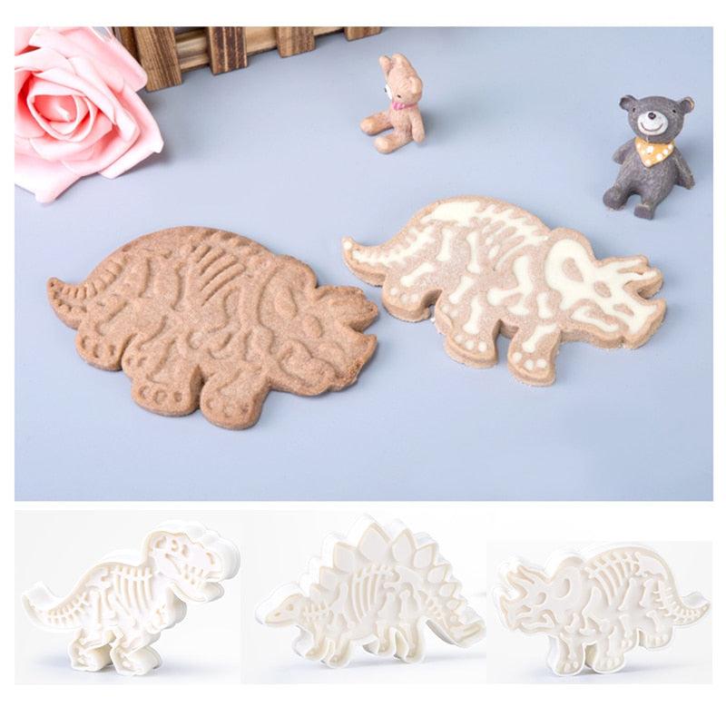 3D Dinosaur Cookie Cutters Mold Dinosaur Biscuit Cartoon Mould Sugarcraft Dessert Baking Silicone Mold For Sop Cake Decor Tool Dinosaur Fossil Cookie Making Molds Stamps For Kitchen