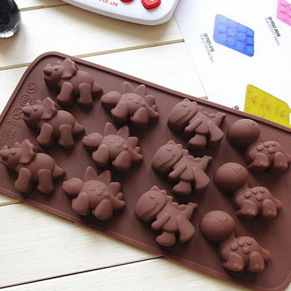 3D Dinosaur Silicone Fondant Mould Cake Chocolate Candy Fondant Candle Soap Craft Cake Mold Baking Cute Dinosaur Silicone Cake Molds Kid's Dino Chocolate Mold Tray