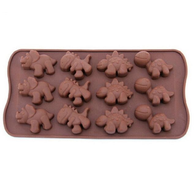 3D Dinosaur Silicone Fondant Mould Cake Chocolate Candy Fondant Candle Soap Craft Cake Mold Baking Cute Dinosaur Silicone Cake Molds Kid's Dino Chocolate Mold Tray
