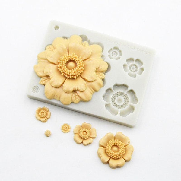 3D Flower Shape Silicone Mold Chocolate Sugar Cookies Chocolate Mould Cake Lace Decoration Clay Mold Kitchen Baking Tool Fondant Molds Mini Flower Mold Non-stick Silicone Molds For Cake Decorating