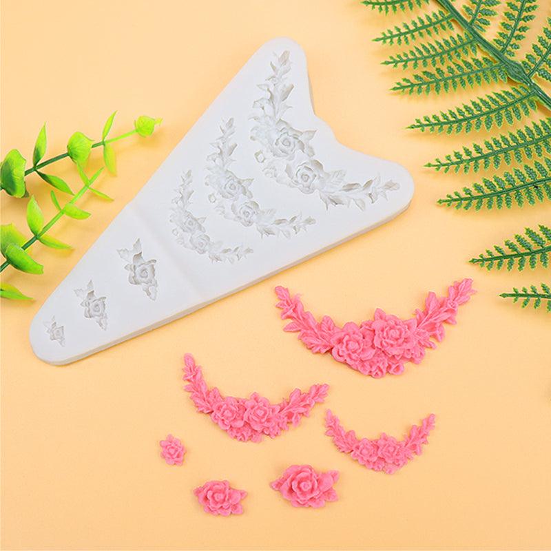 3D Flower Silicone Mold Sugar Paste Fondant Cake Decor Tool Chocolate Cake Candy Fence Shaped Mold Baking Cake Moulds Mini Sizes Roses Flower Fondant Candy Silicone Mold