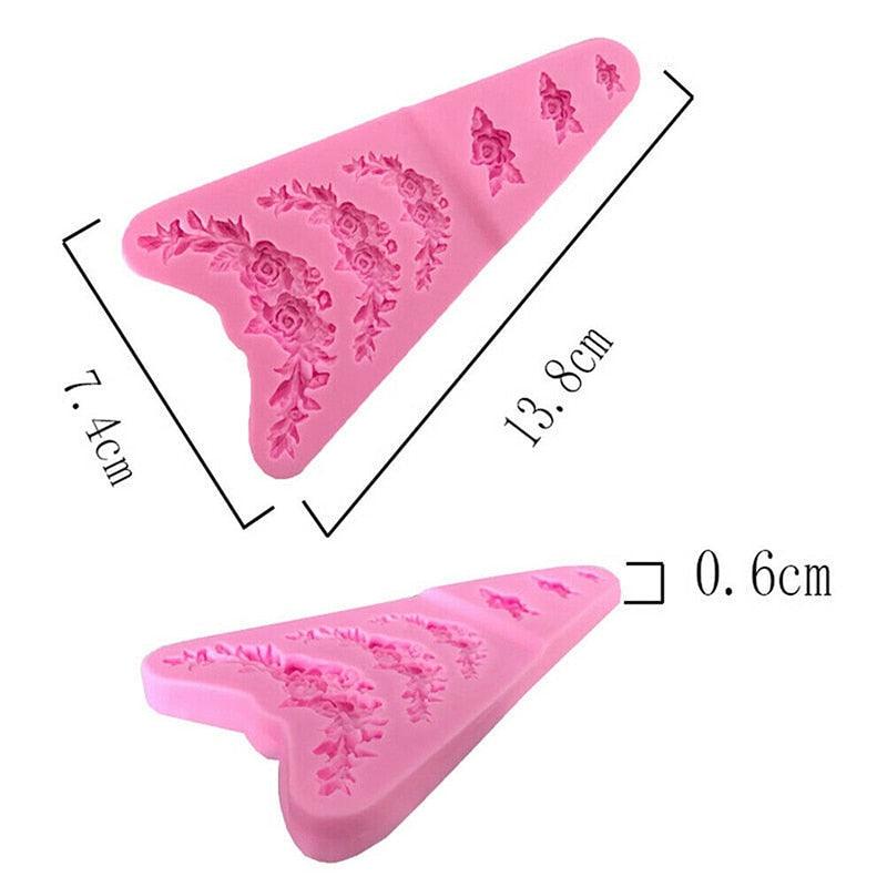 3D Flower Silicone Mold Sugar Paste Fondant Cake Decor Tool Chocolate Cake Candy Fence Shaped Mold Baking Cake Moulds Mini Sizes Roses Flower Fondant Candy Silicone Mold