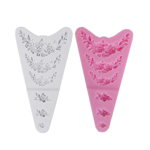 3D Flower Silicone Mold Sugar Paste Fondant Cake Decor Tool Chocolate Cake Candy Fence Shaped Mold Baking Cake Moulds Mini Sizes Roses Flower Fondant Candy Silicone Mold