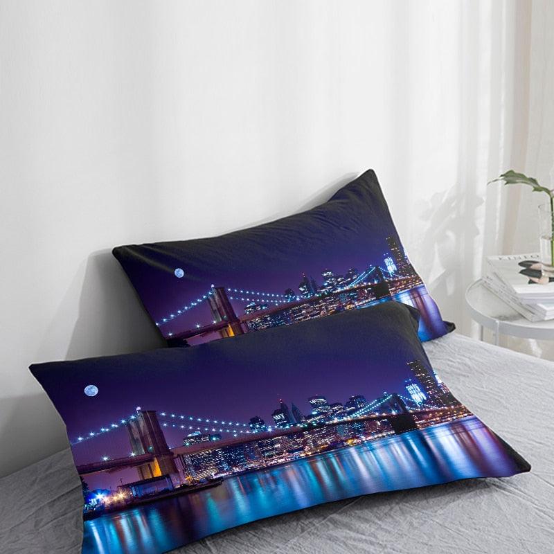 3D HD Pillow Cover City Landscape Rise Building Home Decorative Pillow Cases Cotton Linen Square Cushion Covers For Sofa Couch