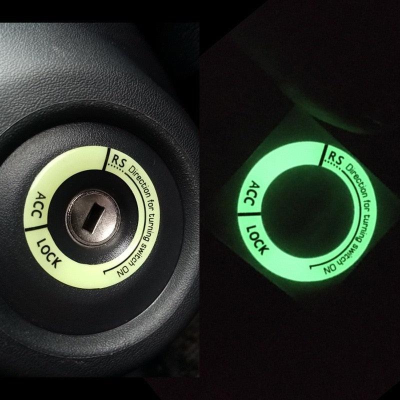 3D Key Ring Sticker Engine Start Push Button Switch Ring Cover Trim Luminous Ignition Switch Cover Car Styling Circle Light Decoration for Auto Motorcycle Universal Ignition Start Stop Button Luminous Ring Cover Trim Compatible