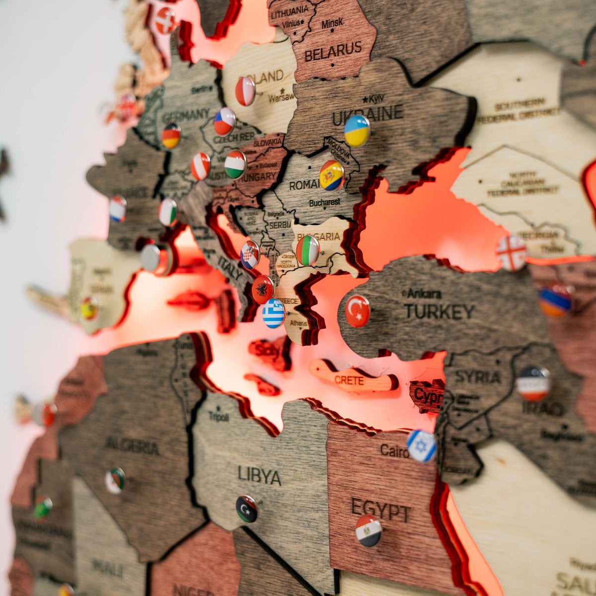 3D LED Wooden World Map 3.0 Fusion