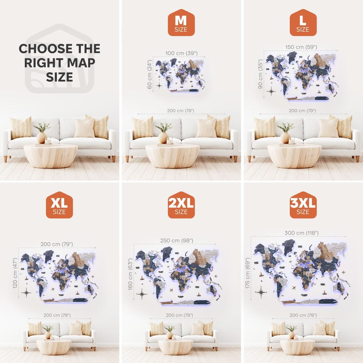 3D LED / LUMINOUS Wooden World Map 3.0 Mystery