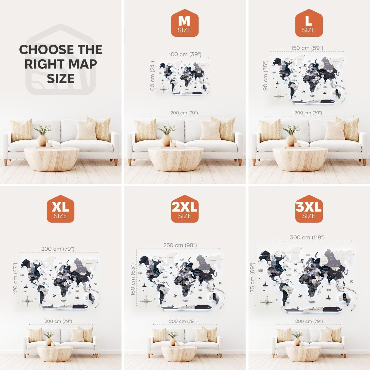 3D LED / LUMINOUS Wooden World Map 3.0 Nordik