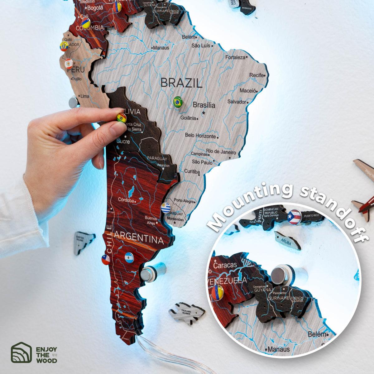 3D LED / LUMINOUS Wooden World Map 3.0 Urban