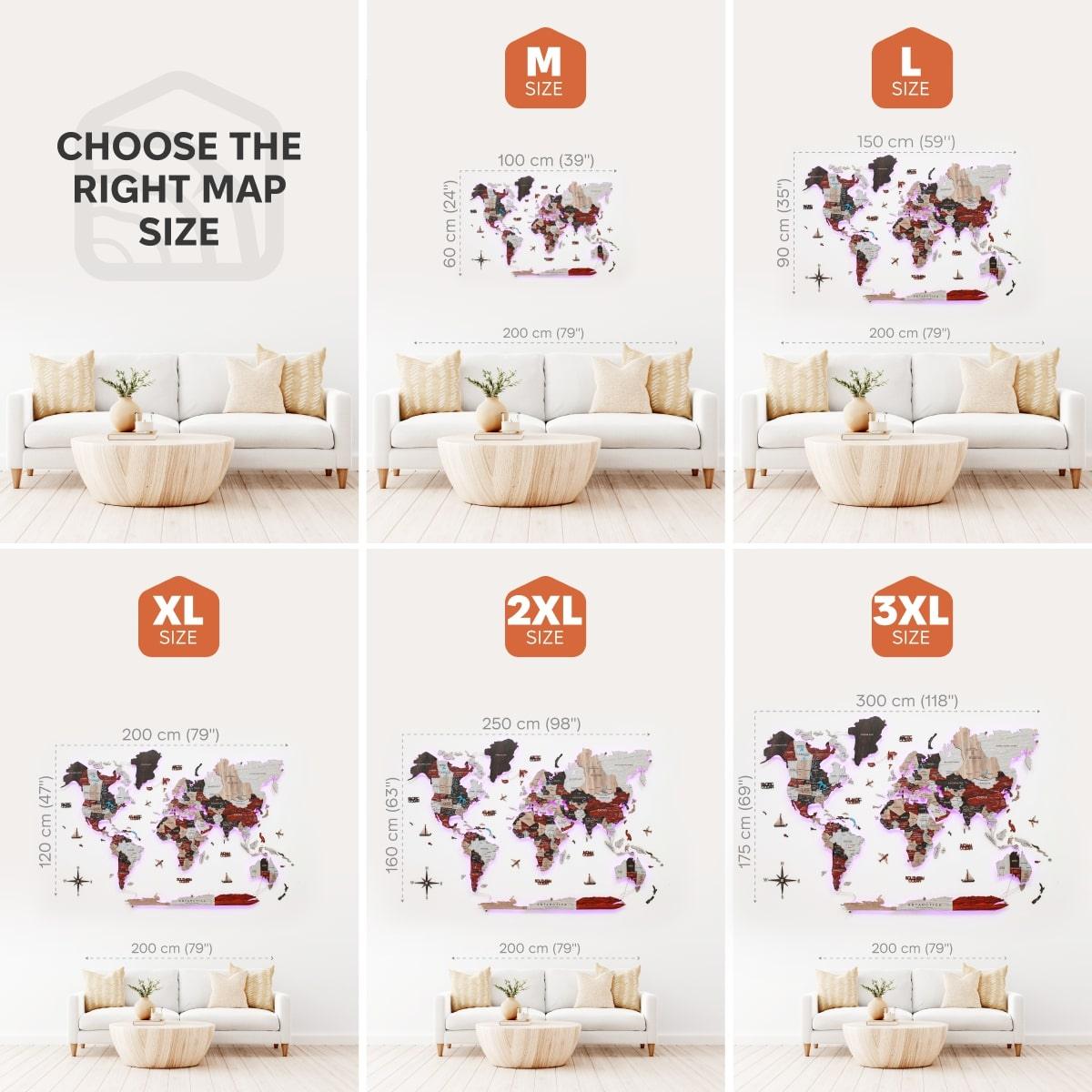 3D LED / LUMINOUS Wooden World Map 3.0 Urban