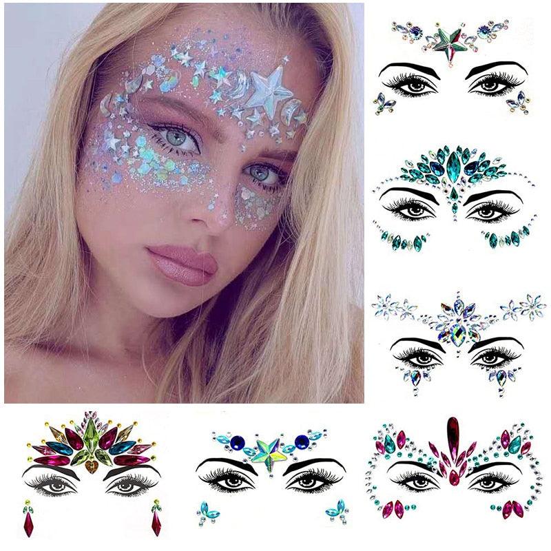 3D Makeup Tattoo Face Gems Glitter Face Jewels Crystal Stickers Face Glitter for Festival Carnival Party