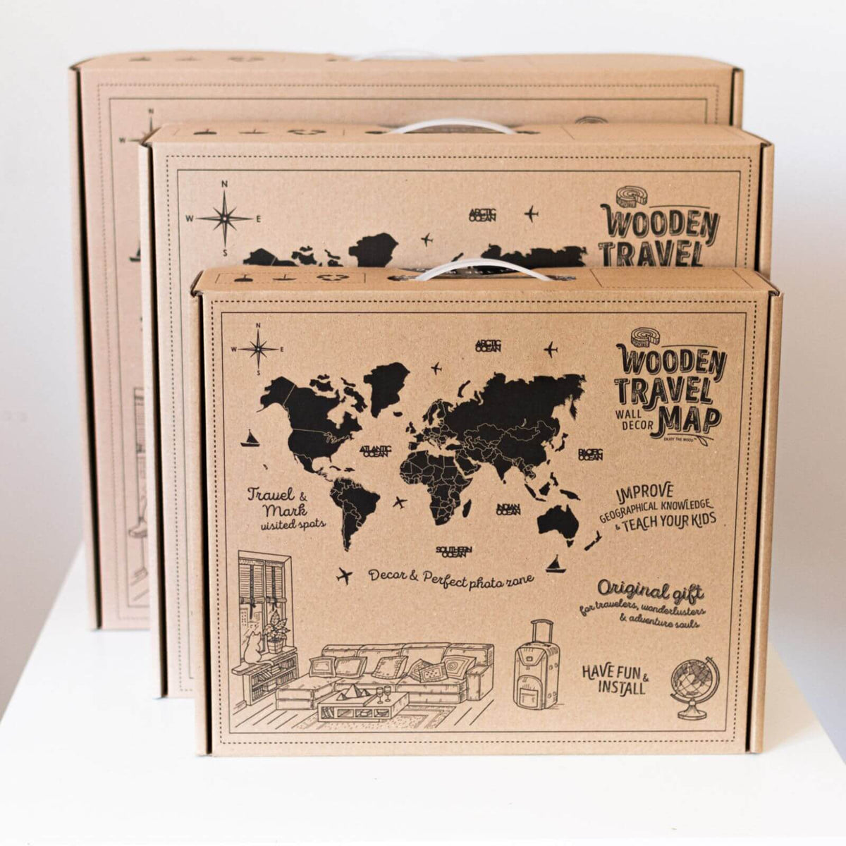3D Luminous Colored Wooden World Map Mystery
